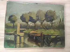 Pieter de Zwart - Bomenrij aan de waterkant met bootje verkauft für € 60!