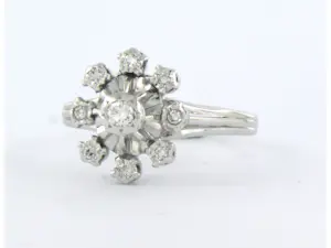 14k witgouden ring met briljant en single cut geslepen diamanten tot. 0,10ct kopen? Bied vanaf 485!