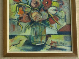 R. Kleijn - Olieverf op doek, Bloemstilleven – gesigneerd en ingelijst – ca 1960? kopen? Bied vanaf 40!