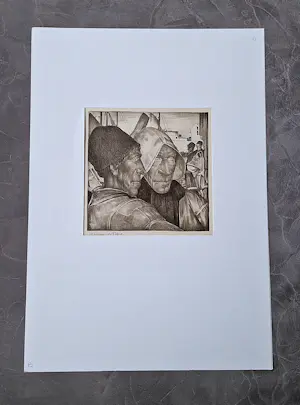 Willem van den Berg - Typische WvdB lithografie "Urker Vissermannen" potloodgesigneerd kopen? Bied vanaf 34!