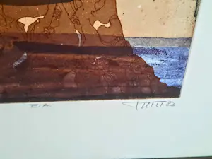 Alfred Pohl - Radierung von 1983 Die fliegende Insel handsigniert EA Größe mit Rahmen 50x40cmE kopen? Bied vanaf 150!