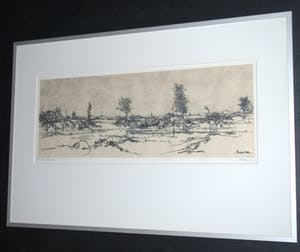 Ruurd van den Berg - Winterlandschap 1968 - grote tekening kopen? Bied vanaf 30!