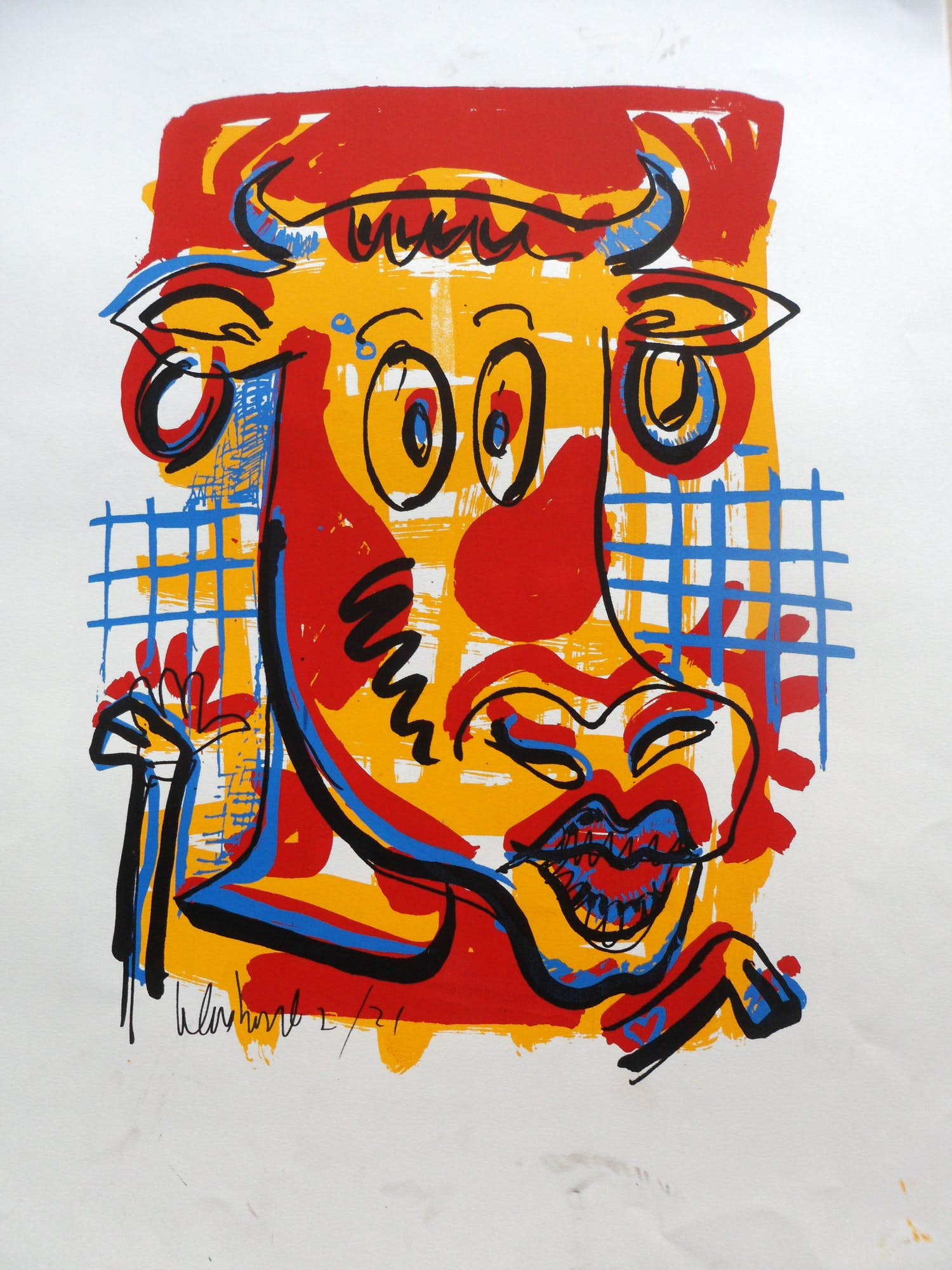 Peter Klashorst - Cow - gesigneerd - 21 ex. kopen? Bied vanaf 35!