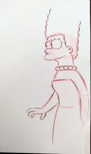 Matt Groening - originele unieke tekening Marge, The Simpsons, ingelijst + certificaat verkocht voor € 250!