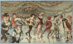 Adrien Emmanuel Marie - Chromolithografie, Christmas in Canada - A Juvenile Skating Ball kaufen? Bieten Sie von 35!