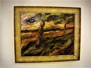 Niet of onleesbaar gesigneerd - Omstreeks 1920 expressionistisch olieverf "Herfst landschap" L. Weissberg verkocht voor € 1!