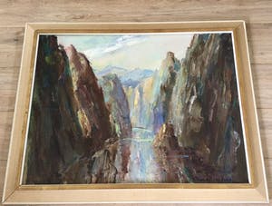 Dienke de Vries-Rohde - Fjord | Groot olieverfschilderij kopen? Bied vanaf 99!