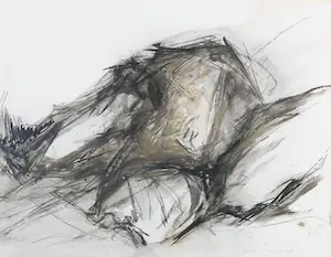 Ineke van Koningsbruggen - Gemengde techniek op papier, Abstract figuur - Ingelijst kopen? Bied vanaf 1!