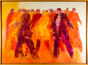 Wil Willemsen - Acryl op doek, Stadsdynamiek - Ingelijst verkauft für € 270!