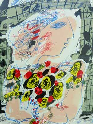 Kees Salentijn - VESTIDOS V / KLEURZEEFDRUK / 66x51cm / KADER / SIG / 2012 verkocht voor € 60!