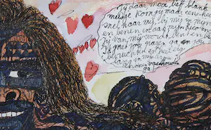 Hein Dingemans - Gemengde techniek op papier, Jij daar - Ingelijst kopen? Bied vanaf 70!