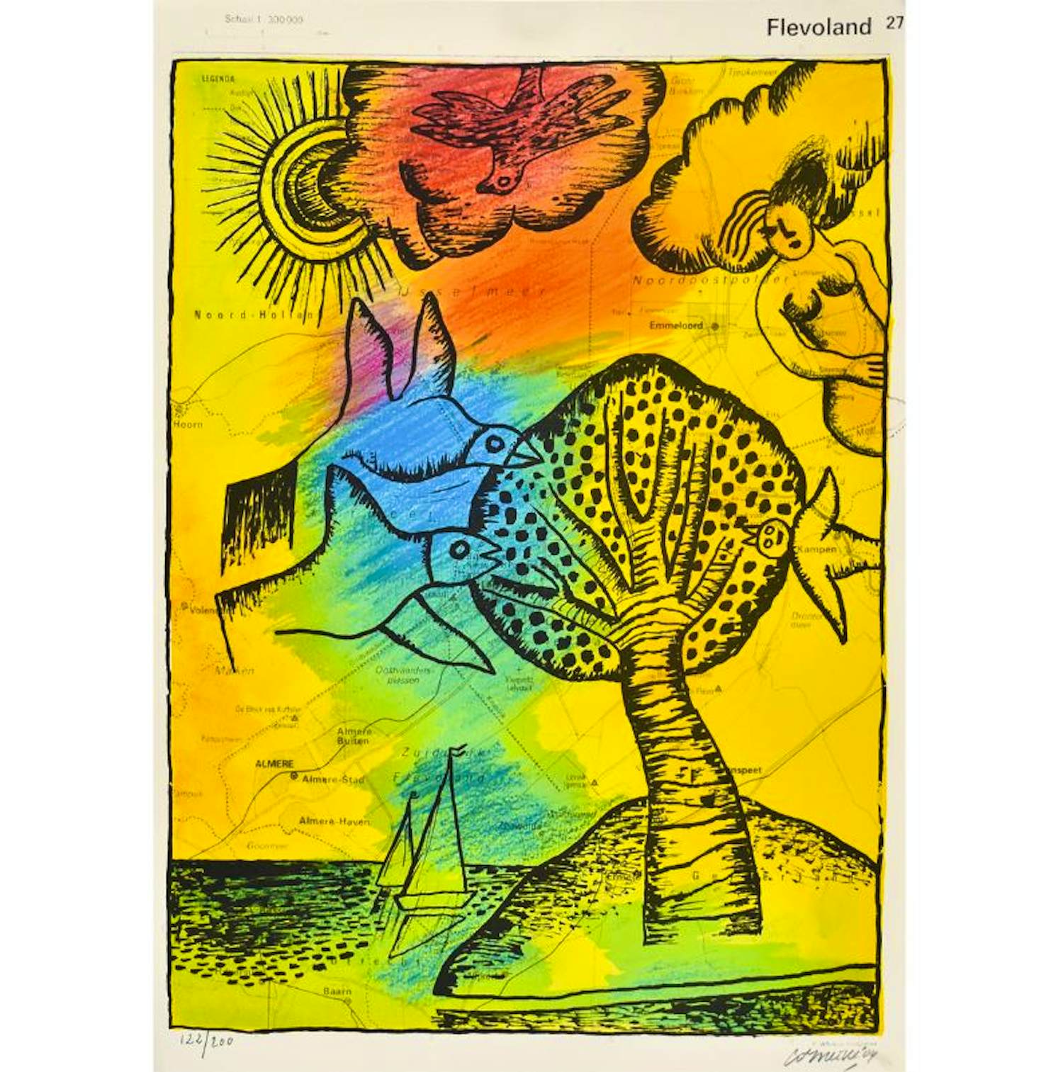 Corneille - Kleurenzeefdruk FLEVOLAND Handgesigneerd kopen? Bied vanaf 245!