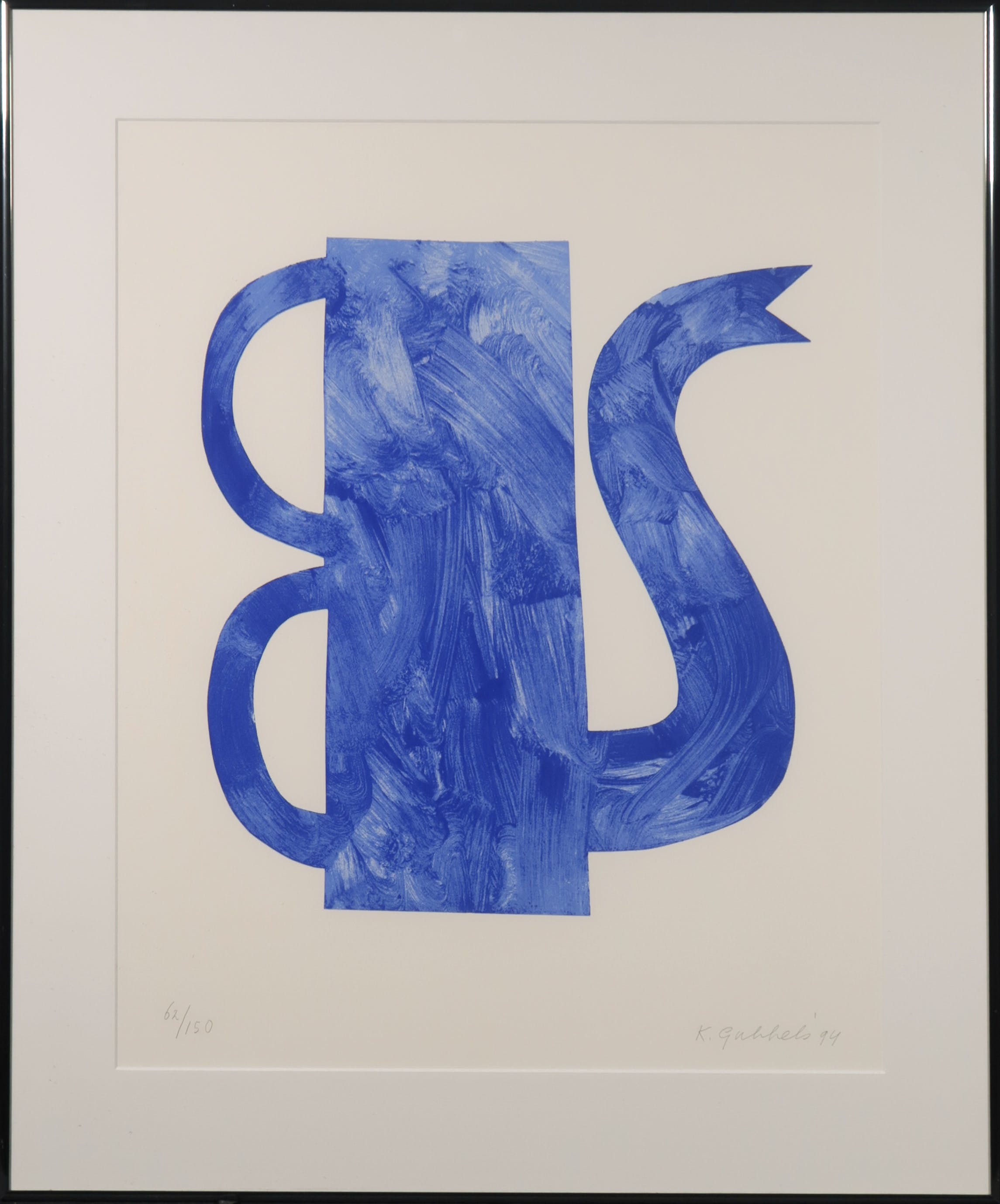 Klaas Gubbels - Litho, Blauwe kan - Ingelijst verkocht voor € 350!