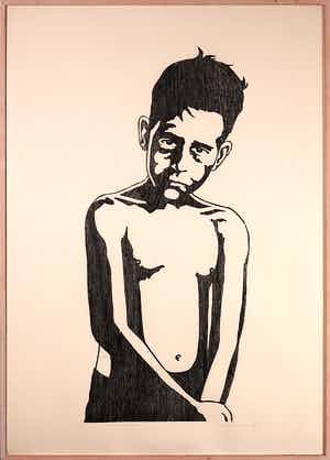 Mariska van Duffelen - Houtsnede, Zonder titel - Ingelijst (Groot) verkocht voor € 70!