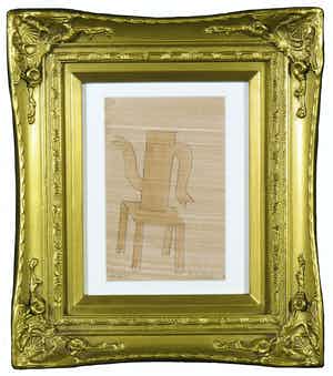 Klaas Gubbels - Karakteristiek werk in gemengde techniek op papier - Ingelijst verkocht voor € 300!