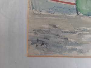 Frans Hollaardt - Aquarel bootjes aan franse kust kopen? Bied vanaf 75!