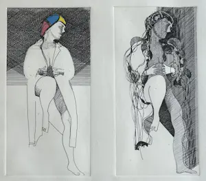 Aat Verhoog - handgesigneerd ets | 'Naakten' | 1984 kopen? Bied vanaf 75!