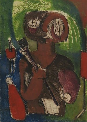 John Lie a Fo - Kleurenets, Krijger - Ingelijst (unicum) kopen? Bied vanaf 70!