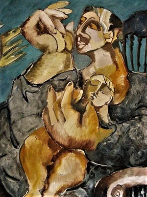 Willem Janssen - Monumentaal schilderij van Limburgse Expressionist - Moeder en Kind - GROOT!! kopen? Bied vanaf 229!