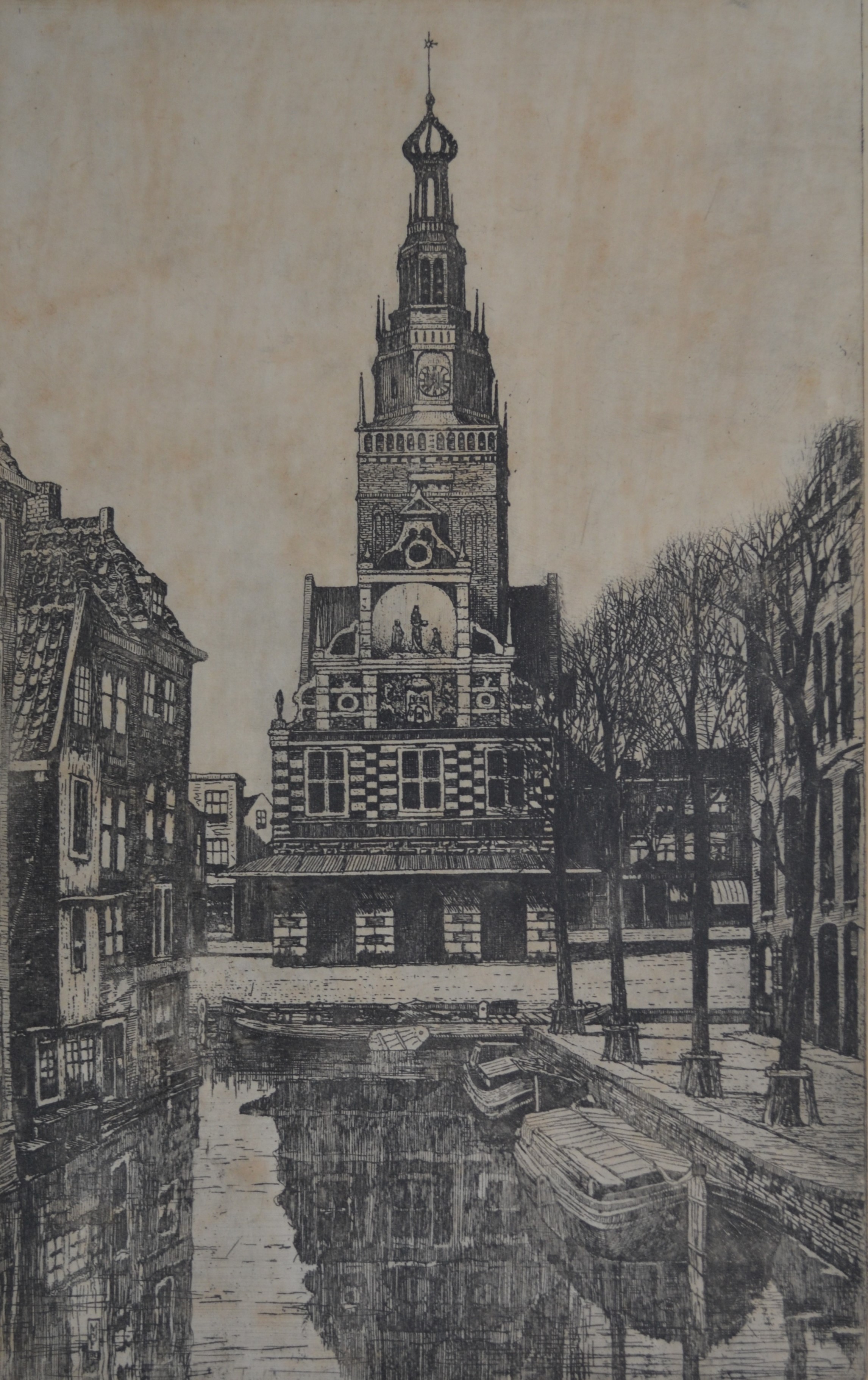 Marius Johannes Janssen - Ets - Waag in Alkmaar - Handgesigneerd kopen? Bied vanaf 1!