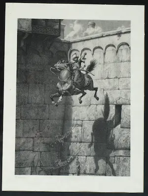 Frederik Hendrik Weissenbruch - Litho, Sprong van de laatste Mammeluk – ingelijst - ca 1870 kopen? Bied vanaf 10!