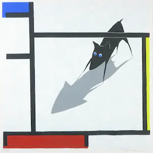 Peter Bastiaanssen - Zeefdruk, Yapping Mondriaan - Ingelijst kopen? Bied vanaf 250!