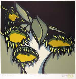 Fon Klement - Boardsnede, Les trois tournesols verkocht voor € 70!