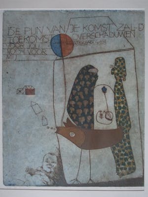 Michel van Overbeeke - Ingelijste ets "De Toekomst" kopen? Bied vanaf 40!