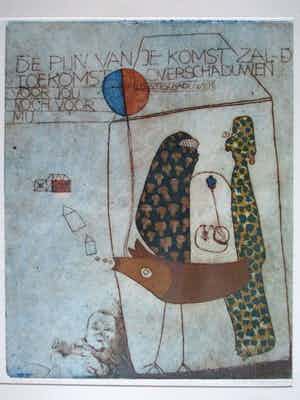 Michel van Overbeeke - Ingelijste ets "De Toekomst" verkocht voor € 40!