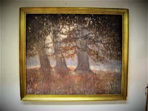 Niet of onleesbaar gesigneerd - Belgisch Impressionistisch-Luministisch olieverf "Ochtend in het Park" verkocht voor € 10!