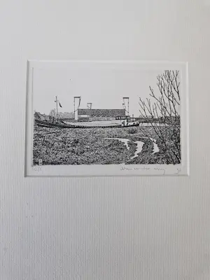 AcheterWim van der Meij - fraai gedetailleerde Ets "binnenvaartschip" - kleine oplage - gesigneerd? Enchérissez de 36!