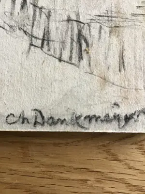 Charles Dankmeijer - Landschap met boerderij /kerk, 2 potlood- en 1 houtskooltekening kopen? Bied vanaf 50!