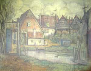 Henri van Daalhoff - 'Het oude hof aan het water' - pastel - 1950 verkocht voor € 150!