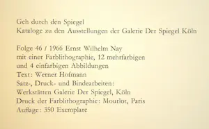Ernst Wilhelm Nay - Wandeling door de spiegel nr. 46 - Catalogus van de tentoonstelling in beperkte oplage - 1966 kopen? Bied vanaf 200!
