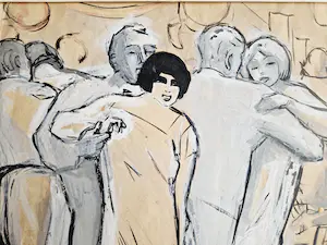 Niet of onleesbaar gesigneerd - omstreeks 1920 - gouache - "Café Dansant" met aantekeningen in potlood kopen? Bied vanaf 1!