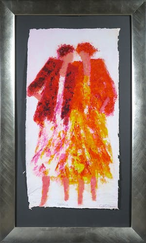 Wil Willemsen - Zeefdruk op geschept papier, Walking - Ingelijst (Groot) kopen? Bied vanaf 35!