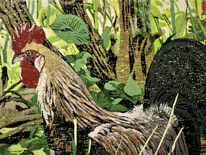 Siemen Dijkstra - Fraaie (12 gangen) Kleur Houtsnede "Haan twee Veren" oplage 37ex - 2004 kopen? Bied vanaf 189!