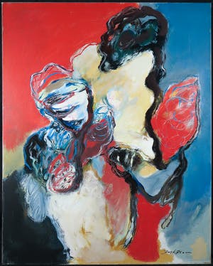 Bert Braam - Acryl op doek, De roze waaier kopen? Bied vanaf 80!