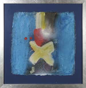 Theo Koster - Zeefdruk en collage, Zonder titel - Ingelijst verkocht voor € 35!