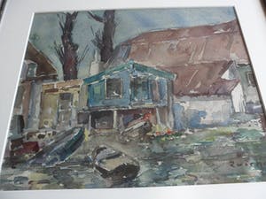 Albert Zwartjes - Aquarel. Huisjes aan het slot in `s - Graveland kopen? Bied vanaf 50!