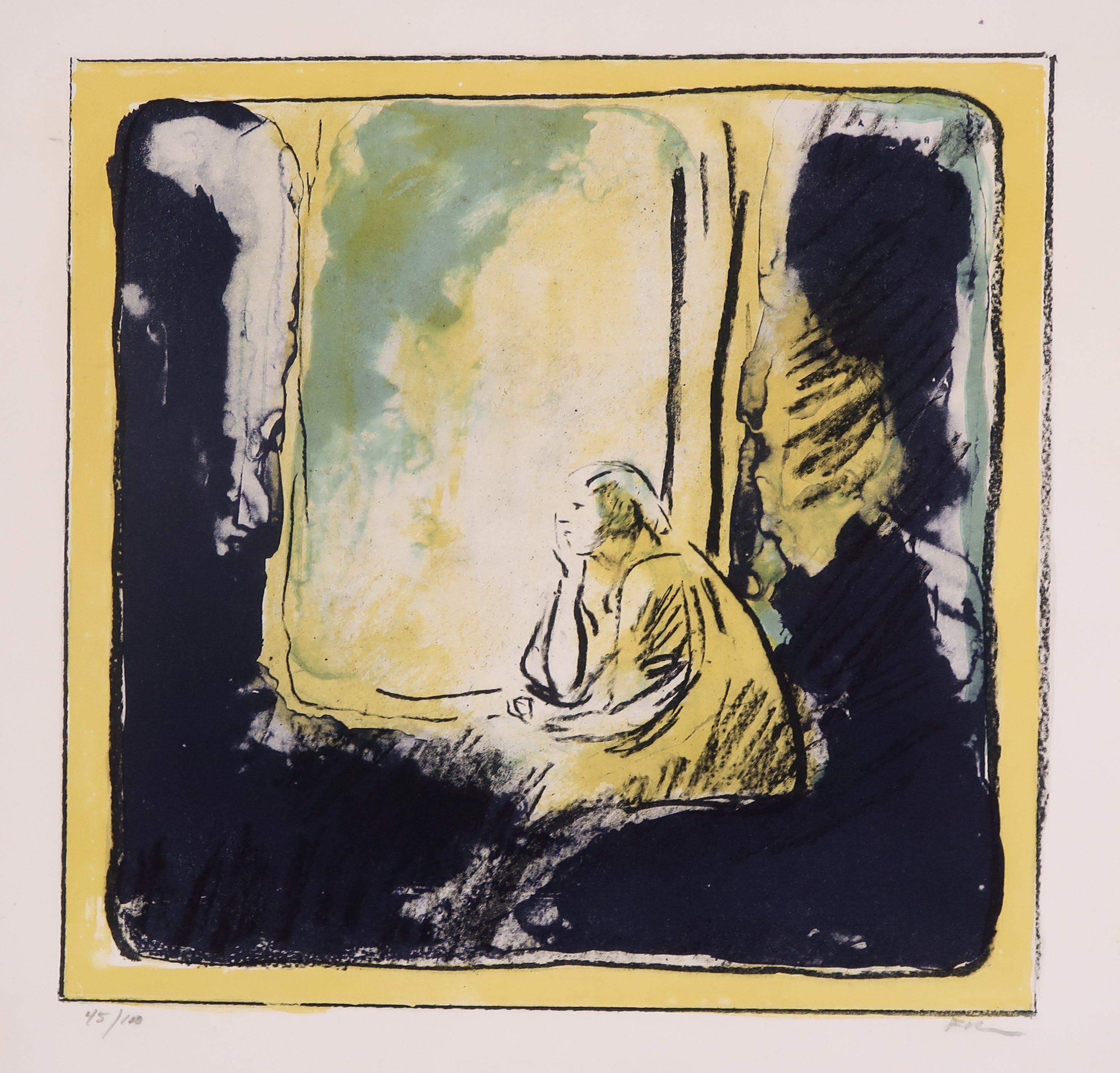 Luis Filcer - Litho, Vrouw in de trein  kopen? Bied vanaf 35!