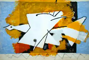 Georges Braque - L'oiseau jaune- 1959 - Originele litho - In de plaat gesigneerd - Mourlot verkocht voor € 120!