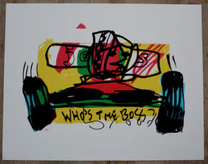 Herman Brood - Zeefdruk - "Who's the boss" (Formule 1, Jos Verstappen) kopen? Bied vanaf 425!