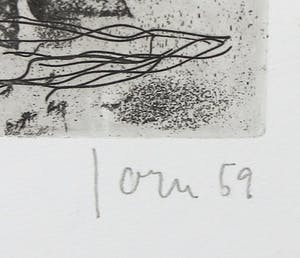 Asger Jorn - Ets en droge naald op handgeschept Japon, Friedhof der Maulwürfe - Ingelijst kopen? Bied vanaf 1!