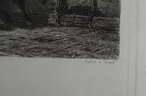 William Unger - Ets naar een schilderij van Adolf Schreyer , Wallachisches Fuhrwerk – ca 1880 kopen? Bied vanaf 10!