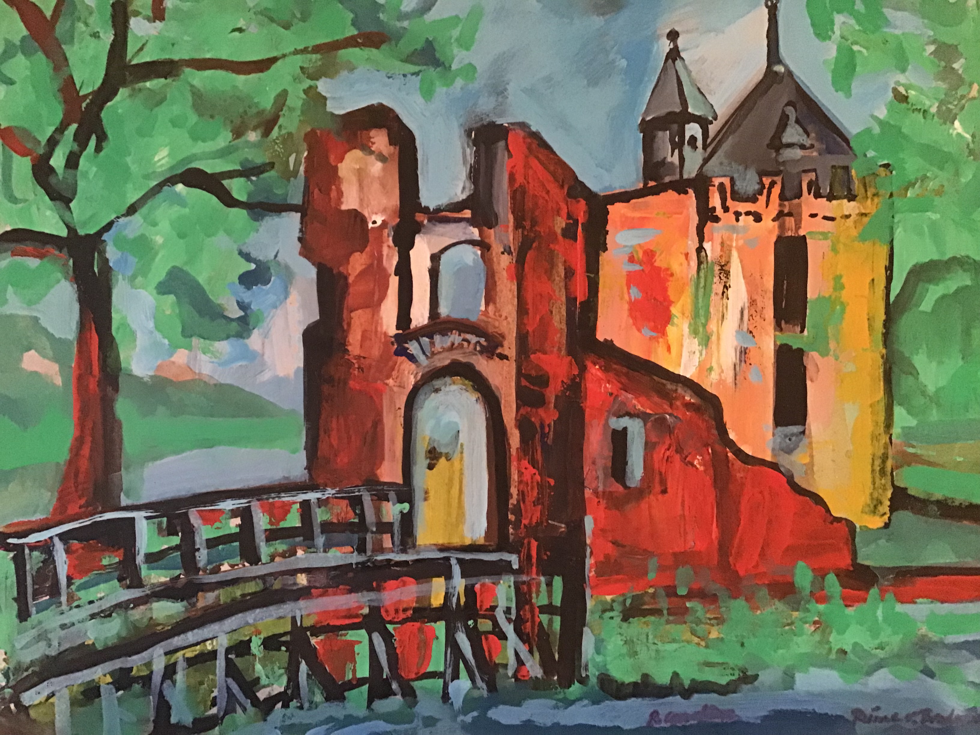 Ruud Cornelisse - Ruine van Brederode, Olieverf op karton kopen? Bied vanaf 45!