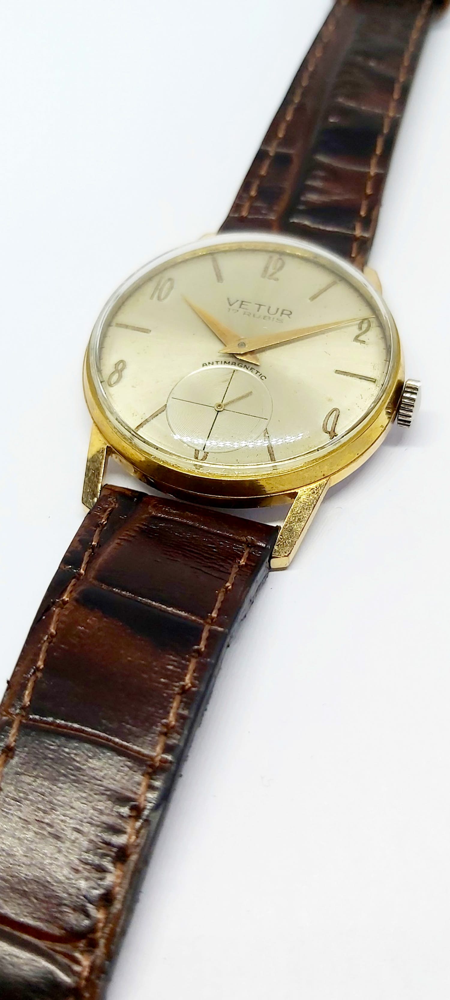 Vintage Vetur Gold Plated Heren Horloge 1970 verkocht voor € 115!