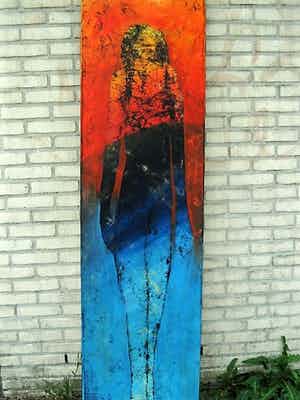 Sjer Jacobs - KunstAcademie Maastricht - Manshoog Olieverf "Veelzijdige vrouw" gesigneerd verkocht voor € 369!