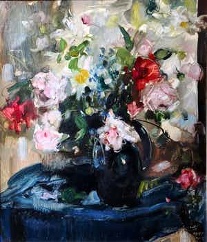 Clement Serneels - (1912-1991) "Bloemen in zwarte Vaas" 1940 verkocht voor € 500!