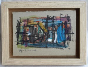 Jasper Banen - Acrylverf, pastel, potlood en pen op karton , “Haven” - ingelijst – 2018 kopen? Bied vanaf 10!